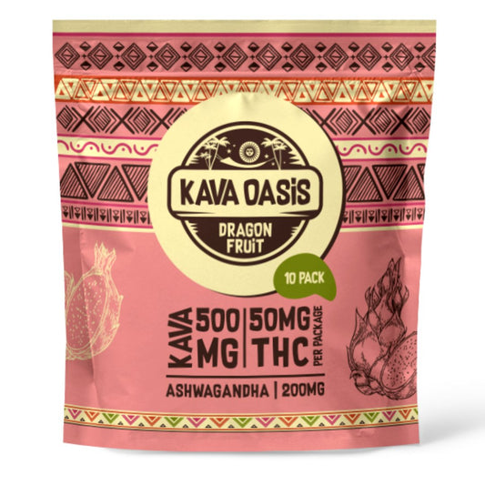 Kava Oasis Functional Gummies | Dragon Fruit | 500MG Kavalactones Nano | 50MG THC | 200MG Ashwagandha - Wonderland