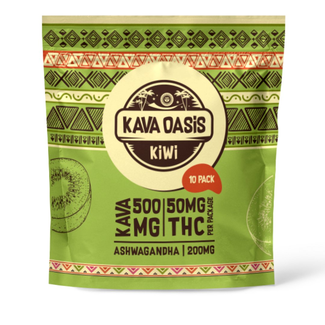 Kava Oasis Functional Gummies | KIWI | 500MG Kavalactones Nano | 50MG THC | 200MG Ashwagandha - Wonderland